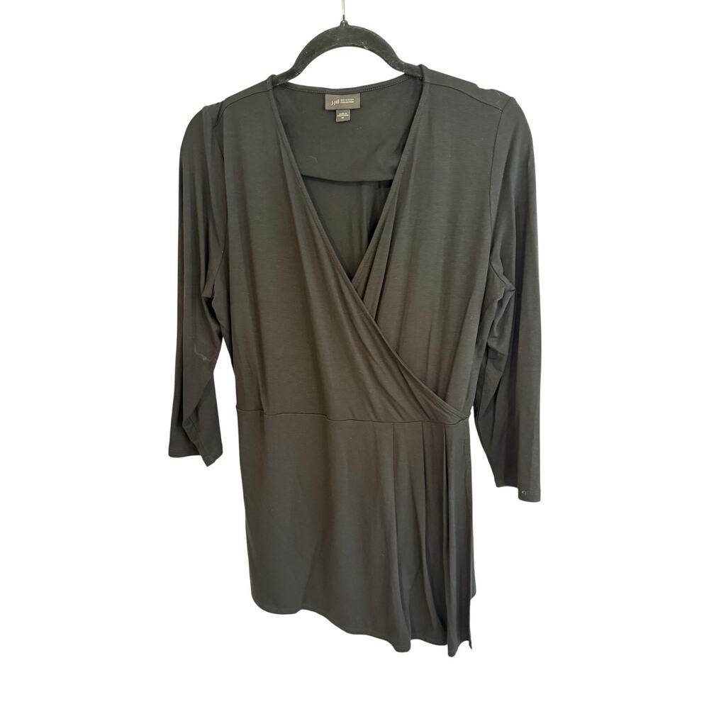 J. Jill Wearever Women’s Black Faux Wrap Top 3/4 Sleeve Size Medium - Picture 1 of 4